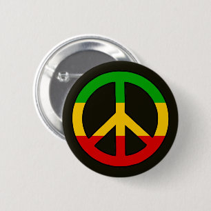 Rasta Flaggans Färger Fredssymbol Knapp