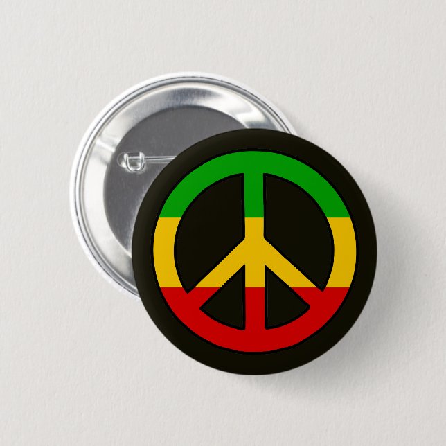 Rasta Flaggans Färger Fredssymbol Knapp (Framsida & baksida)