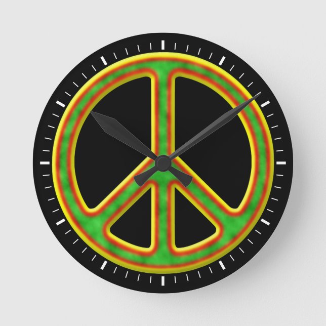 Rasta fredsymbol rund klocka (Framsida)