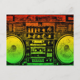 Rasta ghetto blaster vykort