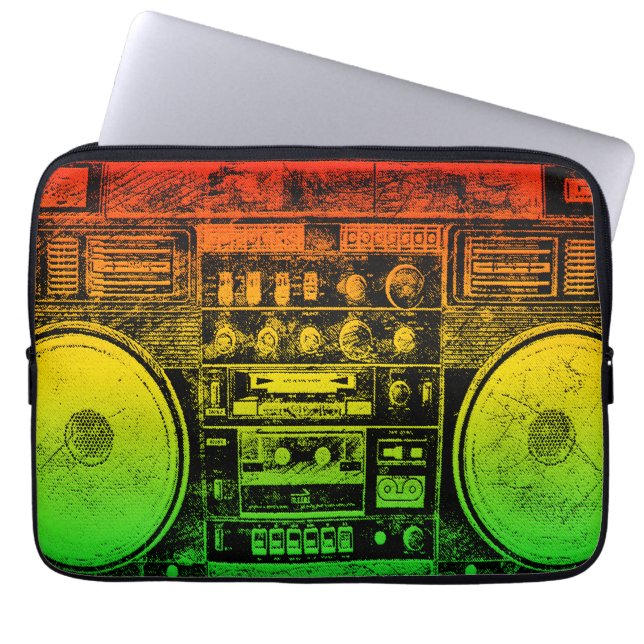 Rasta ghettoblaster laptop sleeve (Framsidan)
