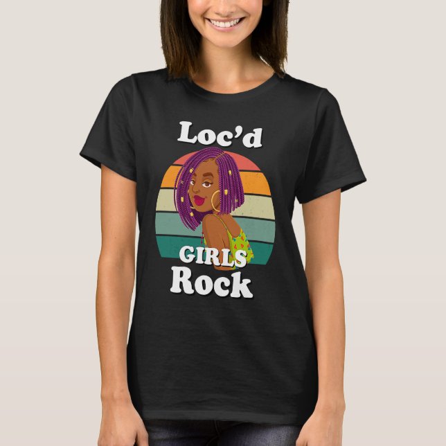 Rasta Hair Dreadlocks Loc'd Black Girl Rock Melani T Shirt (Framsida)