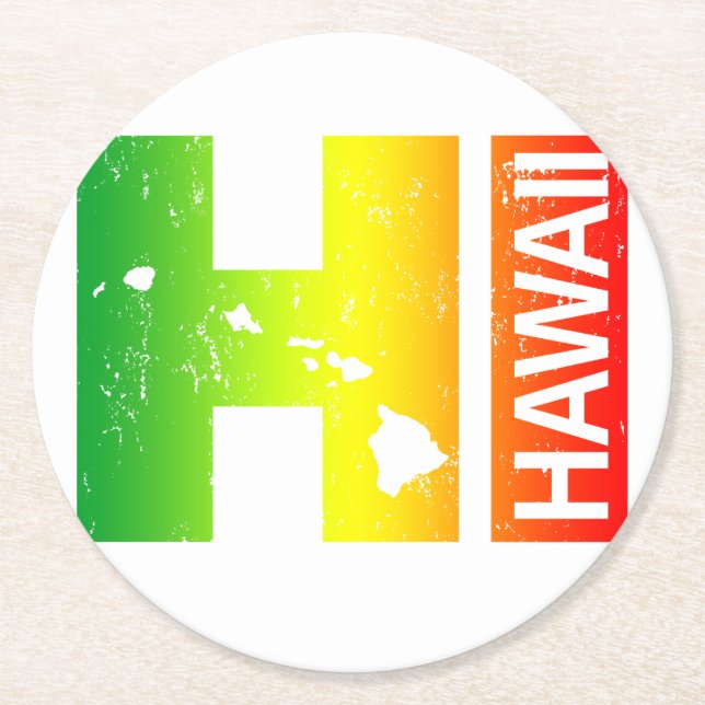 Rasta Hawaii Islands HI Underlägg Papper Rund (Framsidan)