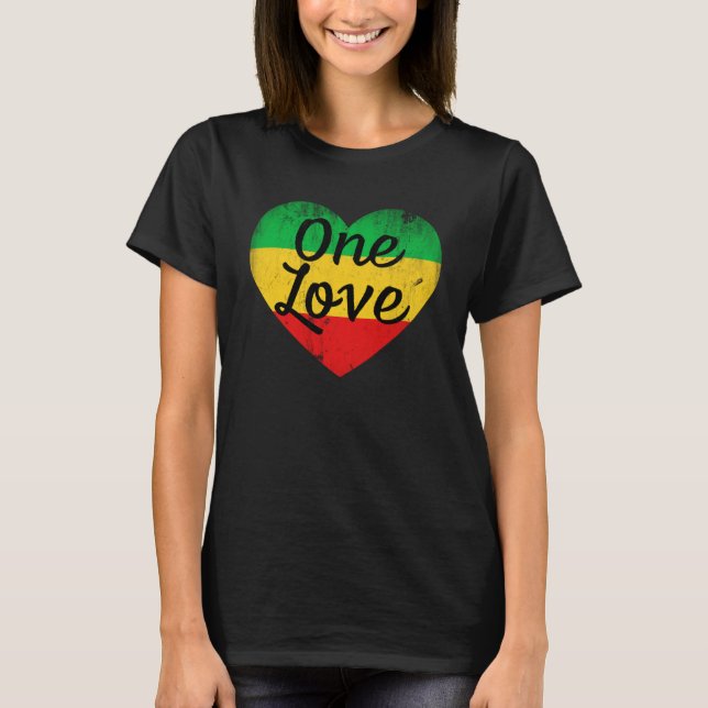 Rasta Heart Kärlek T Shirt (Framsida)