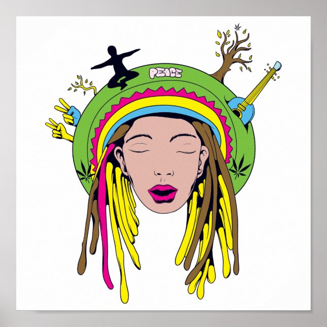 rasta hippie babe poster (Framsidan)