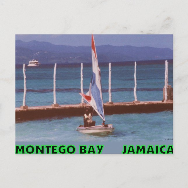 Rasta i en segelbåt, Montego Bay Jamaica Vykort (Framsida)