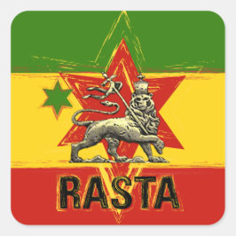 Rasta Irie Lejon of Judah Sticker Fyrkantigt Klistermärke