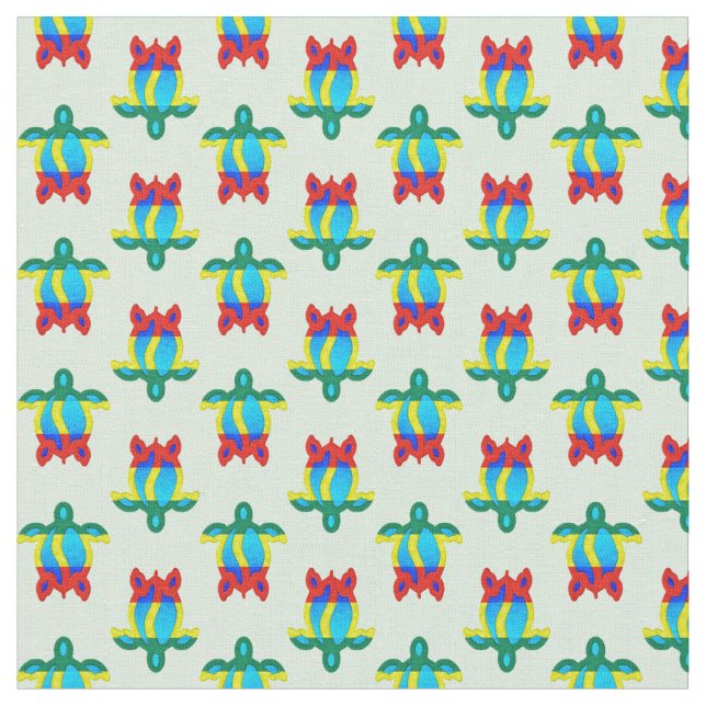 Rasta Island Färg Tribal Turtle Tyg (Närbild)