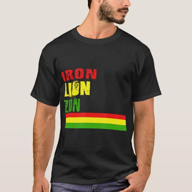 Rasta JÄRN LEJONA ZION Reggae T Shirt (Framsida)
