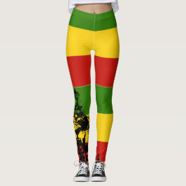 Rasta Leggings Red Guld Grönt Roaring Lejon