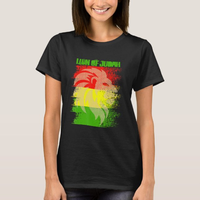 Rasta Lejon av Judah Reggae Roots Jamaica Rasta Re T Shirt (Framsida)