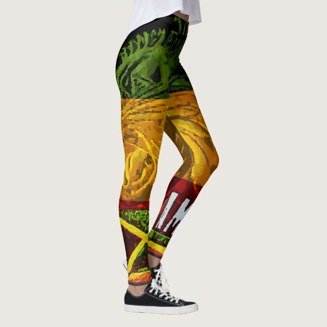 Rasta Lejon för Judah Leggings med Jamaican Flagga (Höger)
