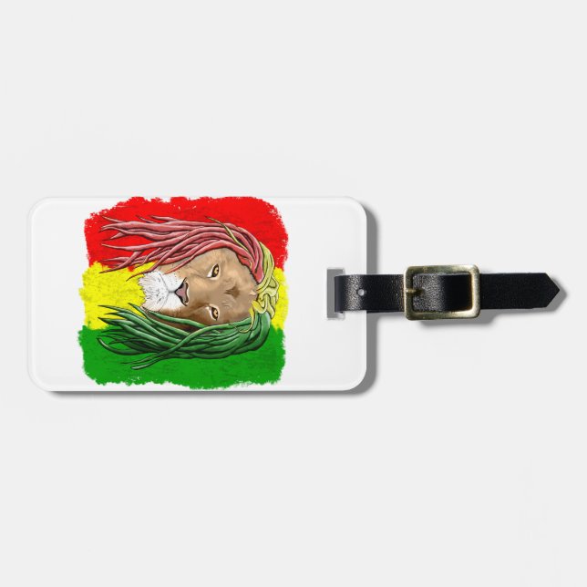 Rasta Lejon Jamaican Reggae Flagga Bagagebricka (Horisontell Framsida)
