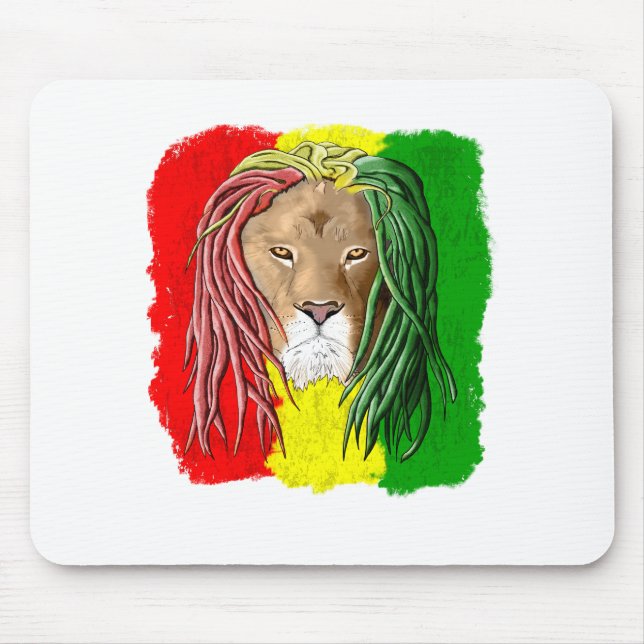 Rasta Lejon Jamaican Reggae Flagga Musmatta (Framsidan)