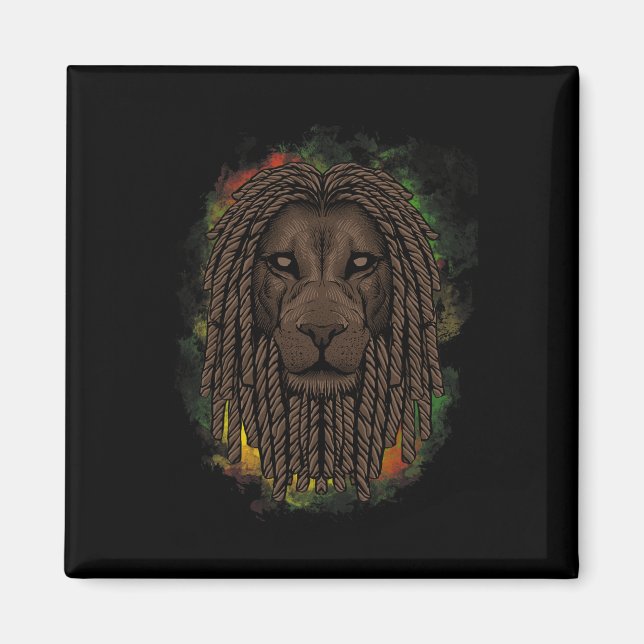 Rasta Lejon med skrivbord - visa ditt Pride och Re Magnet (Framsidan)