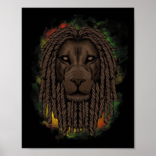 Rasta Lejon med skrivbord - visa ditt Pride och Re Poster (Framsidan)