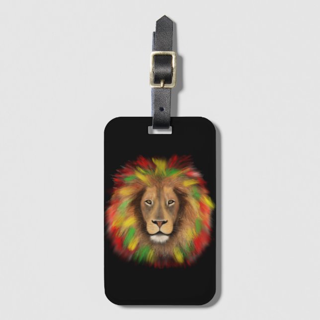 Rasta lejon röd gult grönt teckning Jamaica Bagagebricka (Framsida vertikal)