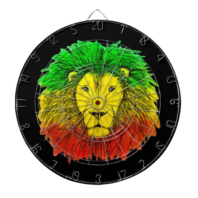Rasta lejon röd gult grönt teckning Jamaica Darttavla (Framsidan)