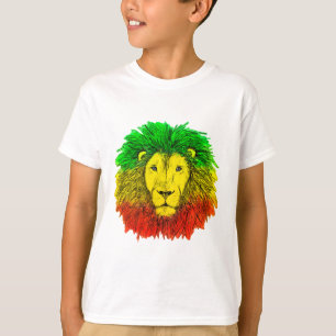 Rasta lejon röd gult grönt teckning Jamaica T Shirt