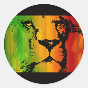 Rasta Lejon Runt Klistermärke