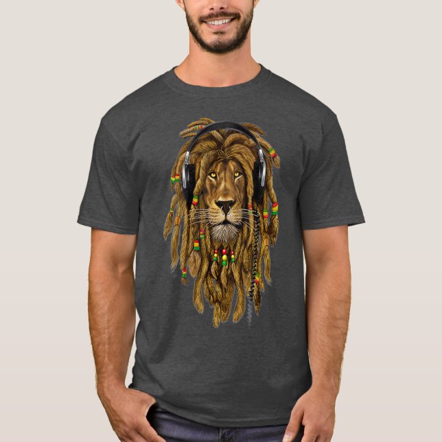 Rasta Lejona Dreadlocks Reggae Coola gift för Älsk T Shirt (Framsida)