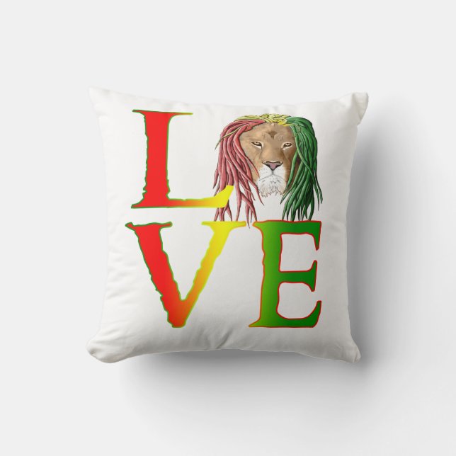 Rasta Lejona Jamaican Reggae Kärlek Kudde (Framsida)