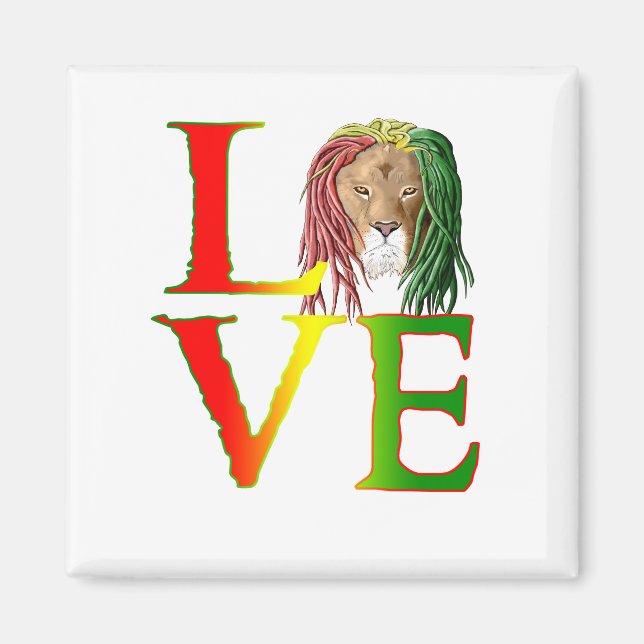 Rasta Lejona Jamaican Reggae Kärlek Magnet (Framsidan)