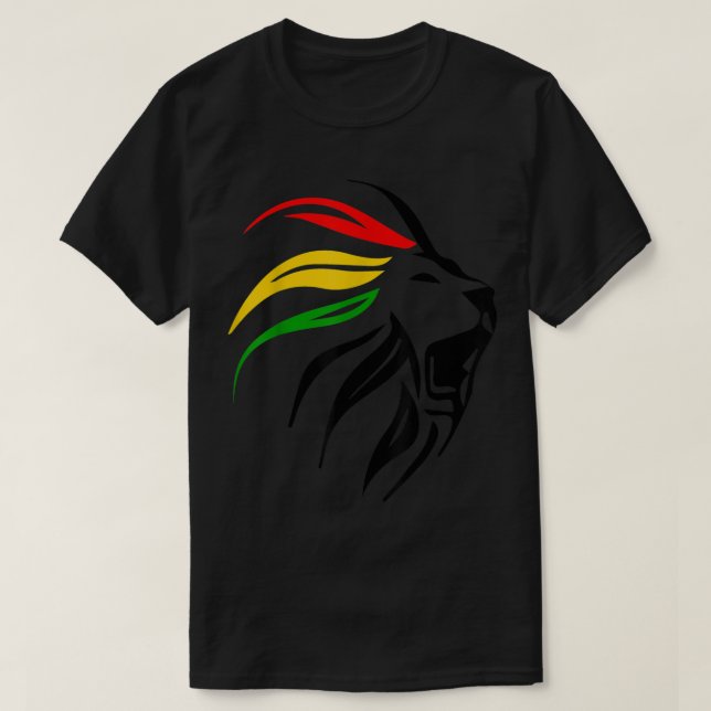 Rasta Lejona Rastafari Färg Gift för Reggae Älskar T Shirt (Design framsida)