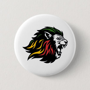 RASTA Lejonet av Juda   Röd Guld Grön Knapp