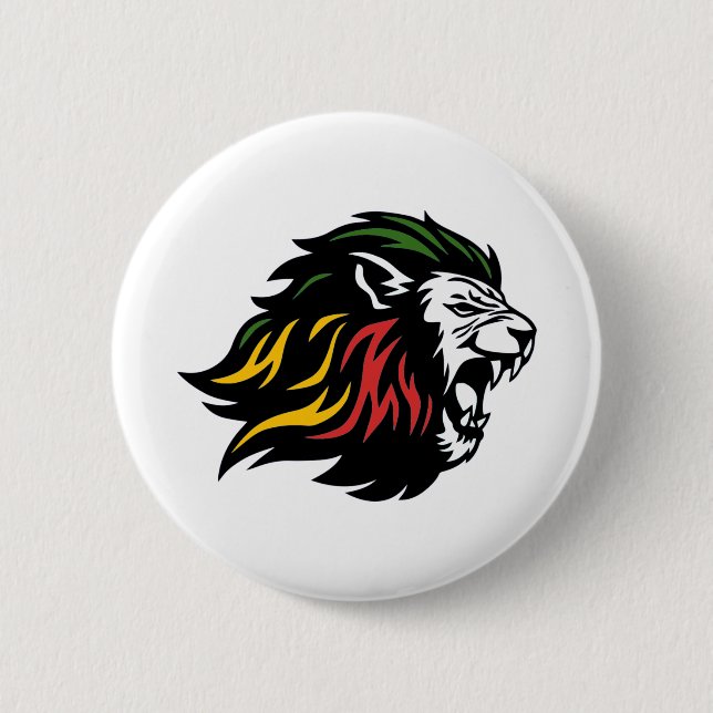 RASTA Lejonet av Juda | Röd Guld Grön Knapp (Framsida)