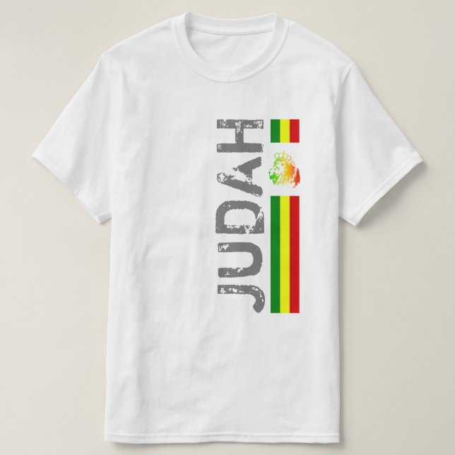 RASTA Lejonet av Juda | Röd Guld Grön T Shirt (Design framsida)