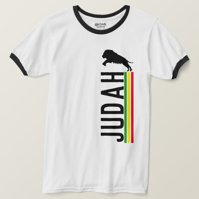 RASTA Lejonet av Juda | Röd Guld Grön T Shirt (Design framsida)