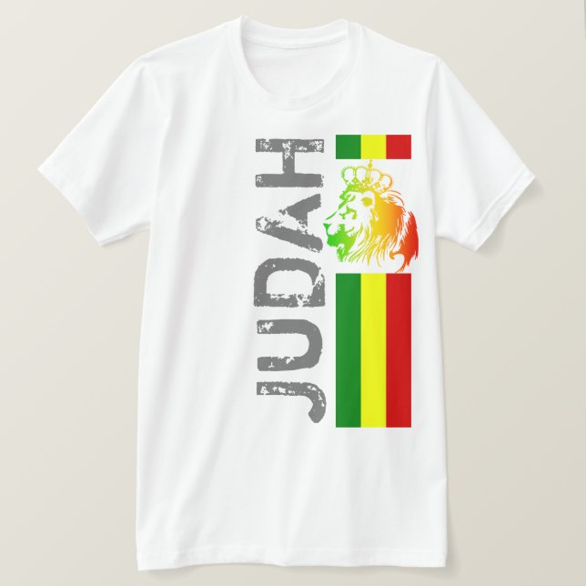 RASTA Lejonet av Juda | Röd Guld Grön T Shirt (Design framsida)