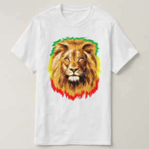 RASTA Lejonet av Juda   Röd Guld Grön T Shirt
