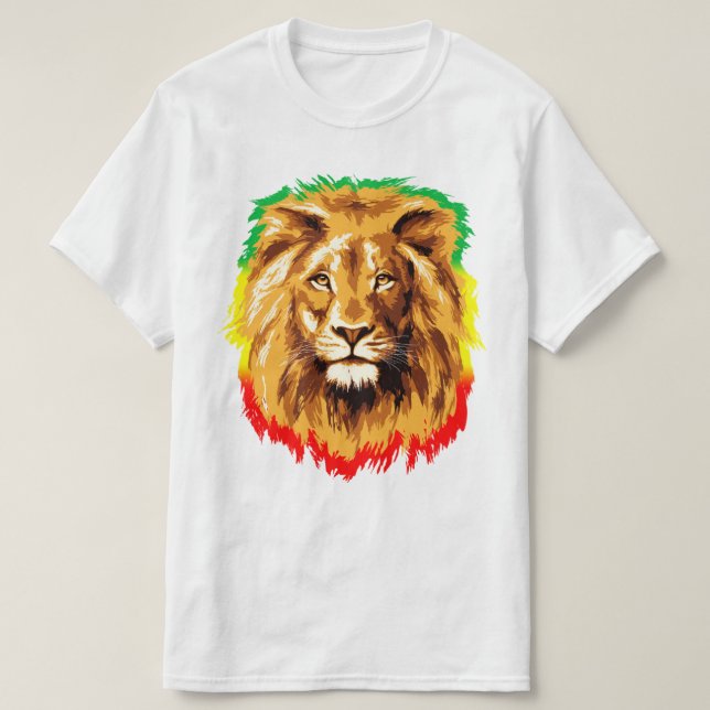 RASTA Lejonet av Juda | Röd Guld Grön T Shirt (Design framsida)