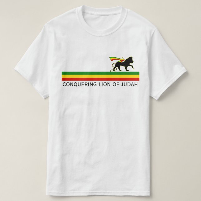 RASTA Lejonet av Juda | Röd Guld Grön T Shirt (Design framsida)