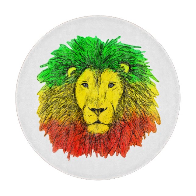 Rasta lejonhuvud rött gult grönt teckning Jamaica  (Framsidan)