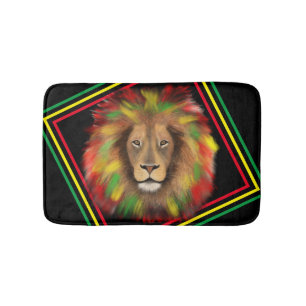 Rasta lejonhuvud rött gult grönt teckning Jamaica Badrumsmatta