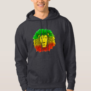 Rasta lejonhuvud rött gult grönt teckning Jamaica  Hoodie