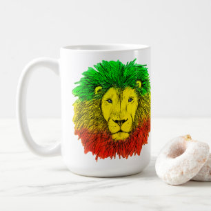 Rasta lejonhuvud rött gult grönt teckning Jamaica Kaffemugg