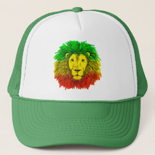 Rasta lejonhuvud rött gult grönt teckning Jamaica Keps
