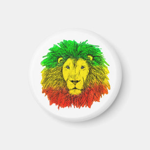 Rasta lejonhuvud rött gult grönt teckning Jamaica  Magnet