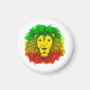 Rasta lejonhuvud rött gult grönt teckning Jamaica  Magnet