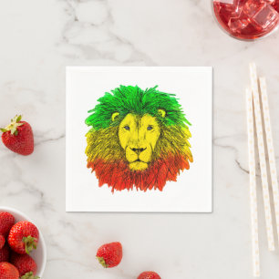 Rasta lejonhuvud rött gult grönt teckning Jamaica  Pappersservett