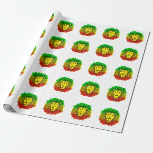 Rasta lejonhuvud rött gult grönt teckning Jamaica  Presentpapper
