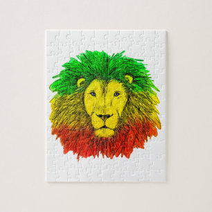 Rasta lejonhuvud rött gult grönt teckning Jamaica  Pussel