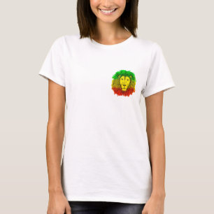 Rasta lejonhuvud rött gult grönt teckning Jamaica T Shirt