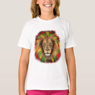 Rasta lejonhuvud rött gult grönt teckning Jamaica T Shirt