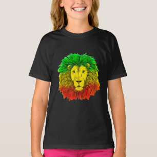 Rasta lejonhuvud rött gult grönt teckning Jamaica T Shirt