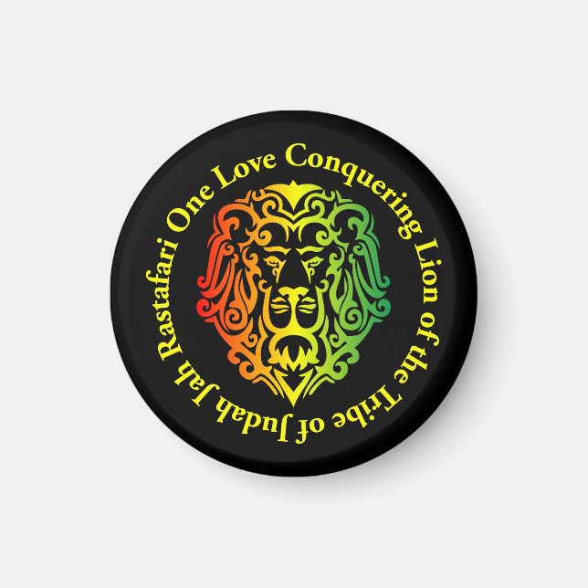 Rasta Lion Rund Kylskåpsmagnet (Framsidan)